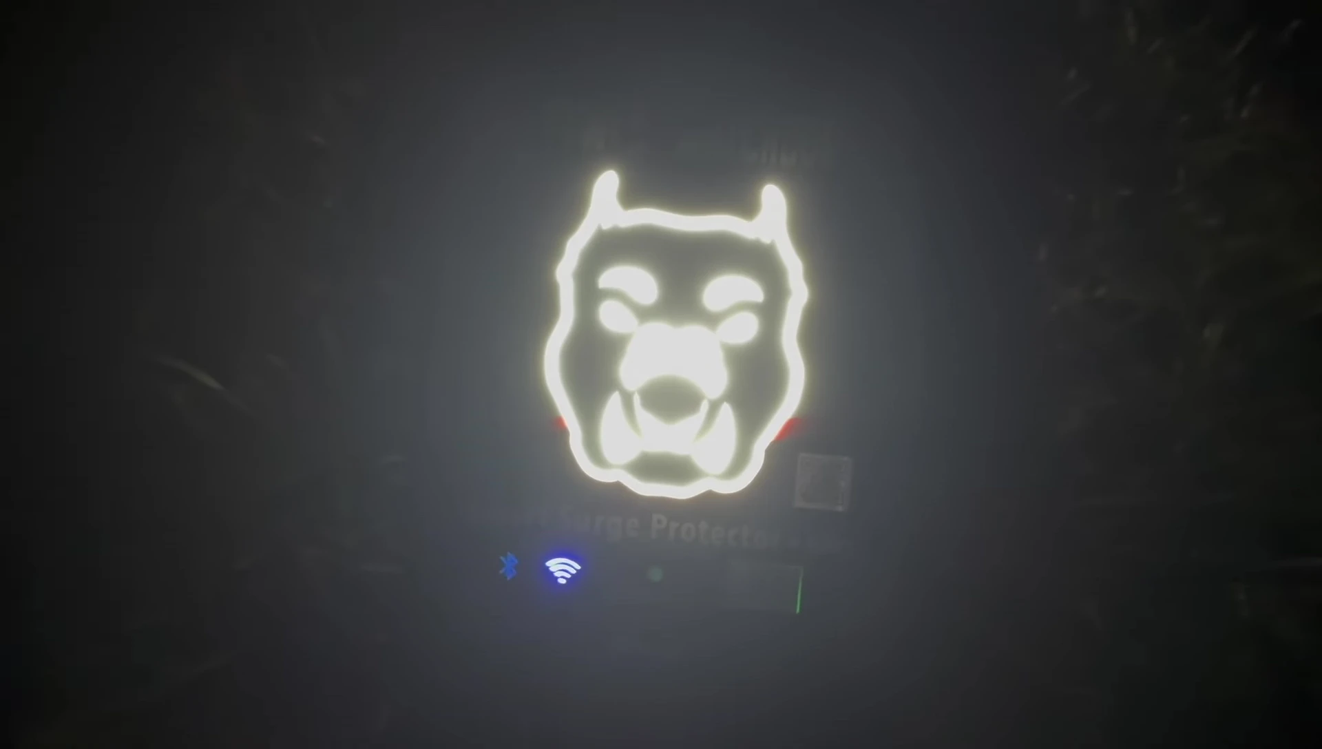 Close-up of the LED display at night