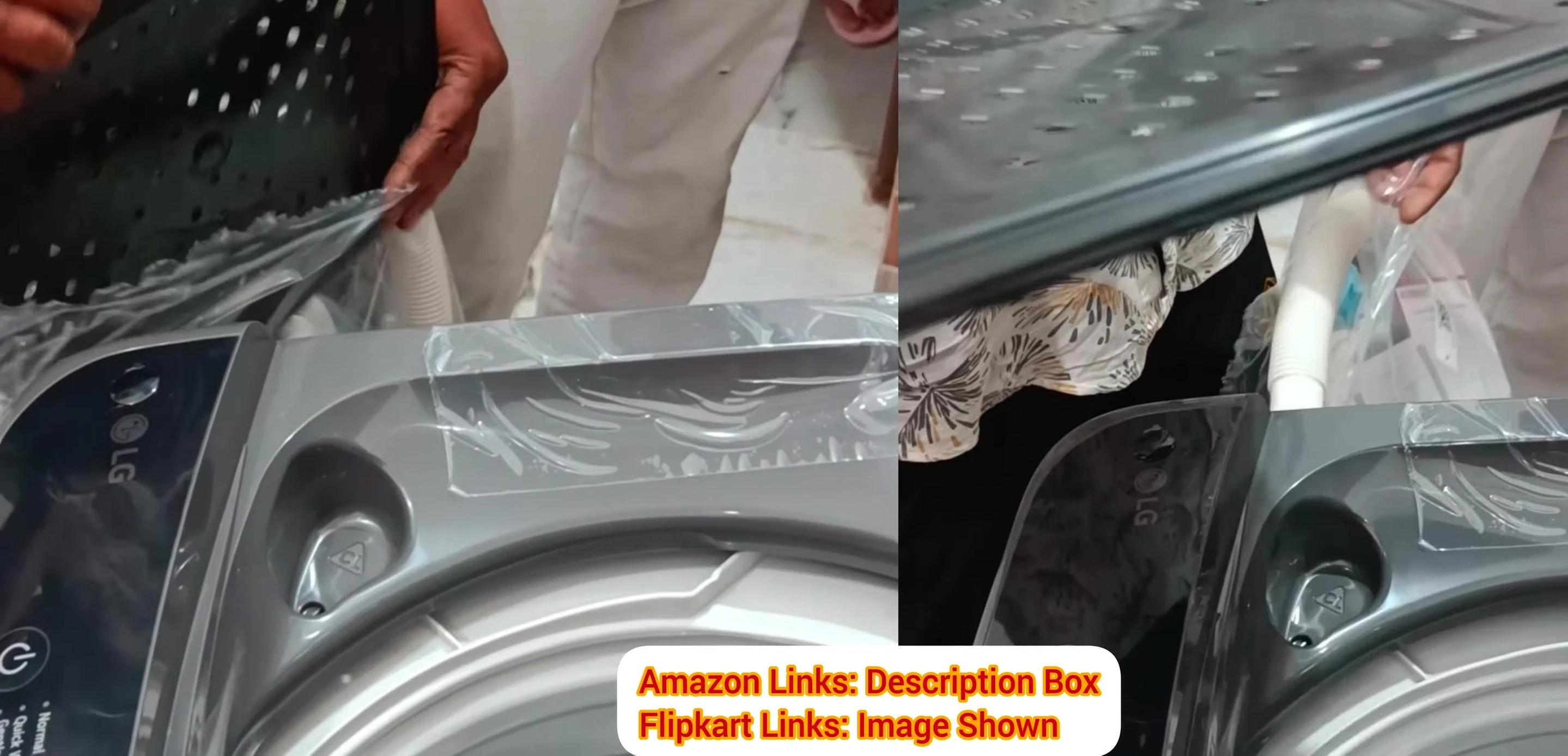 Close-up of the red washing machine cover.