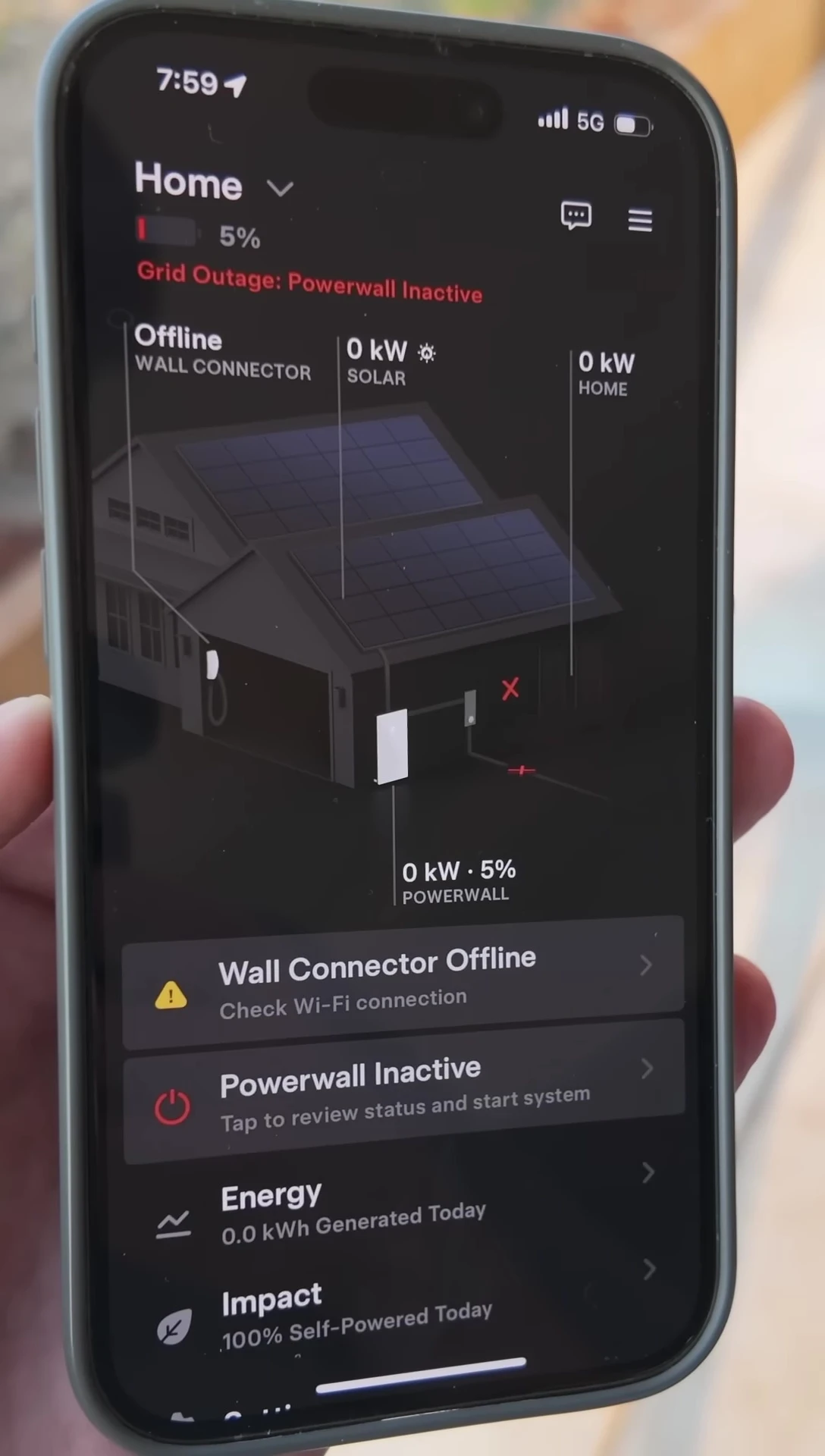 Final Powerwall charge before shutdown