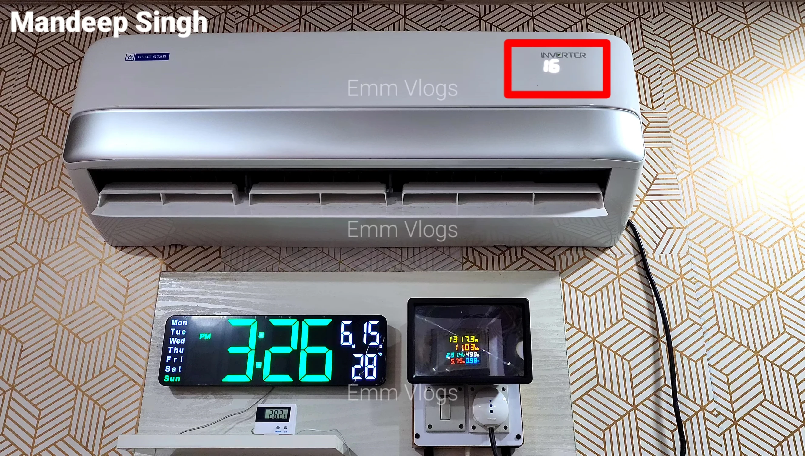 Screenshot displaying the set temperature on the AC's interface.