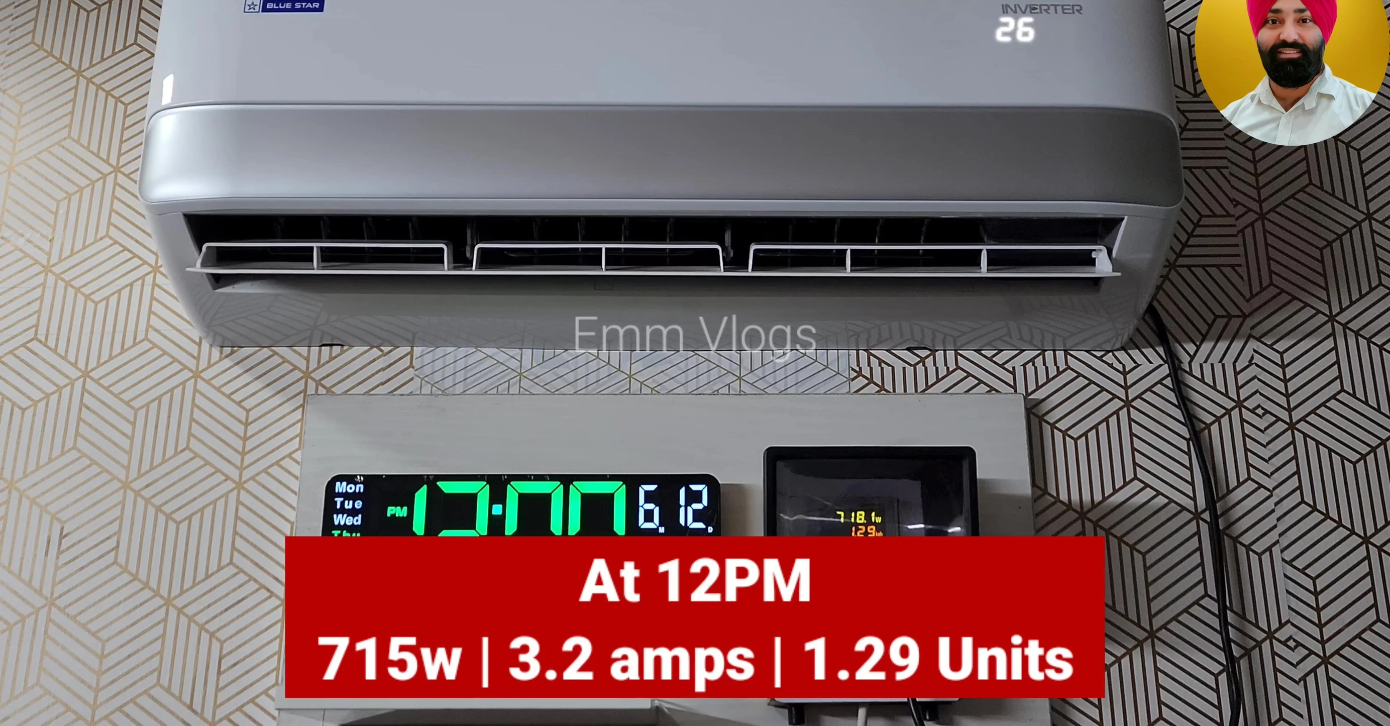 Energy consumption reading after 2 hours.