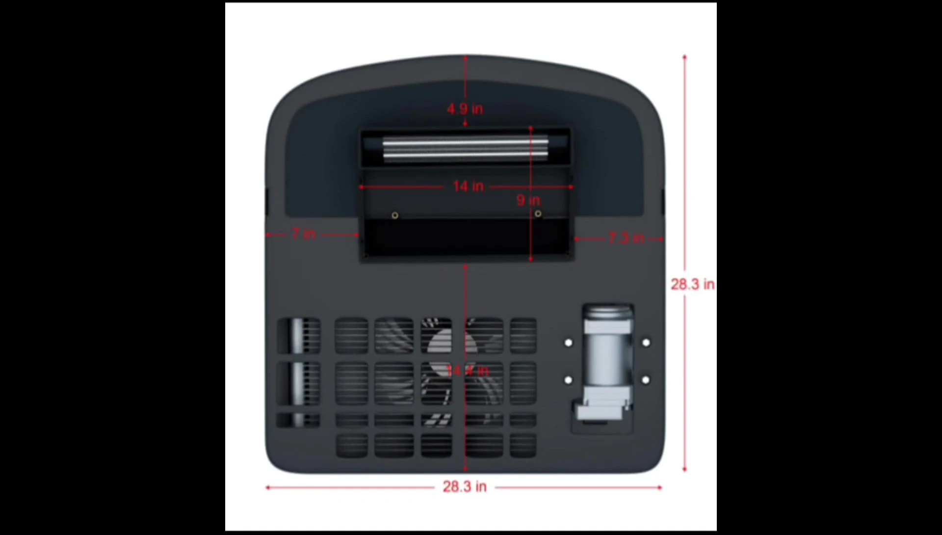 Image showing the dimensions of the air conditioner