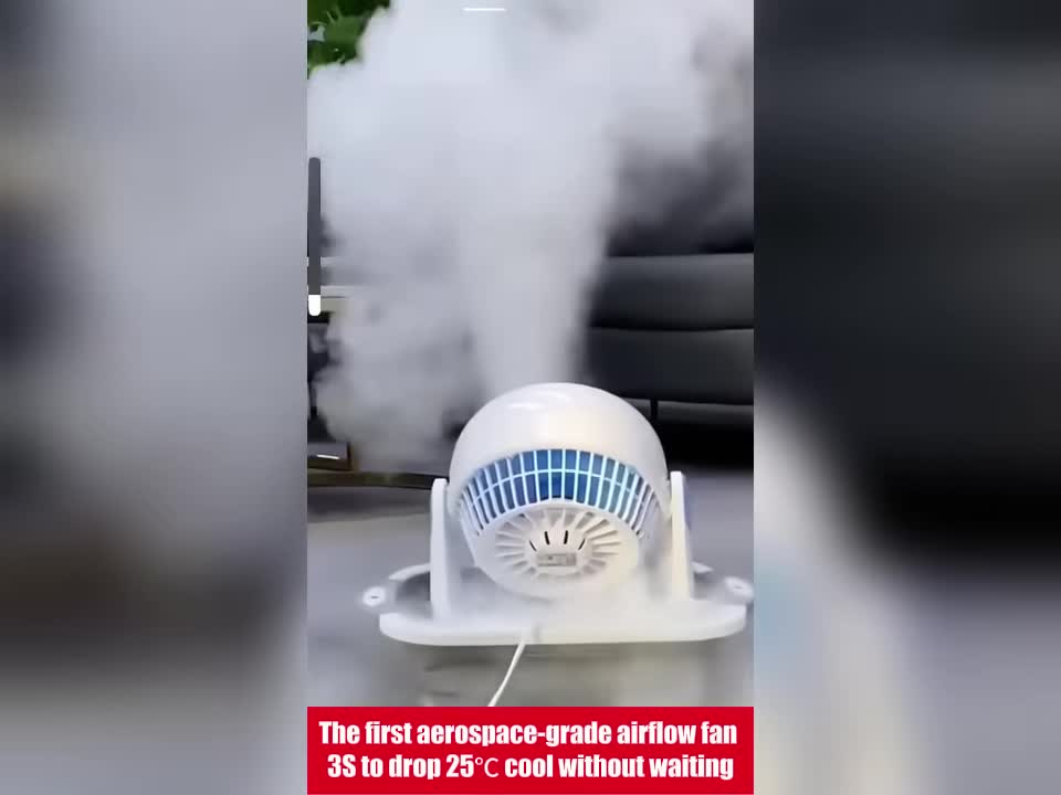 Close-up of the fan demonstrating its rapid cooling capabilities.