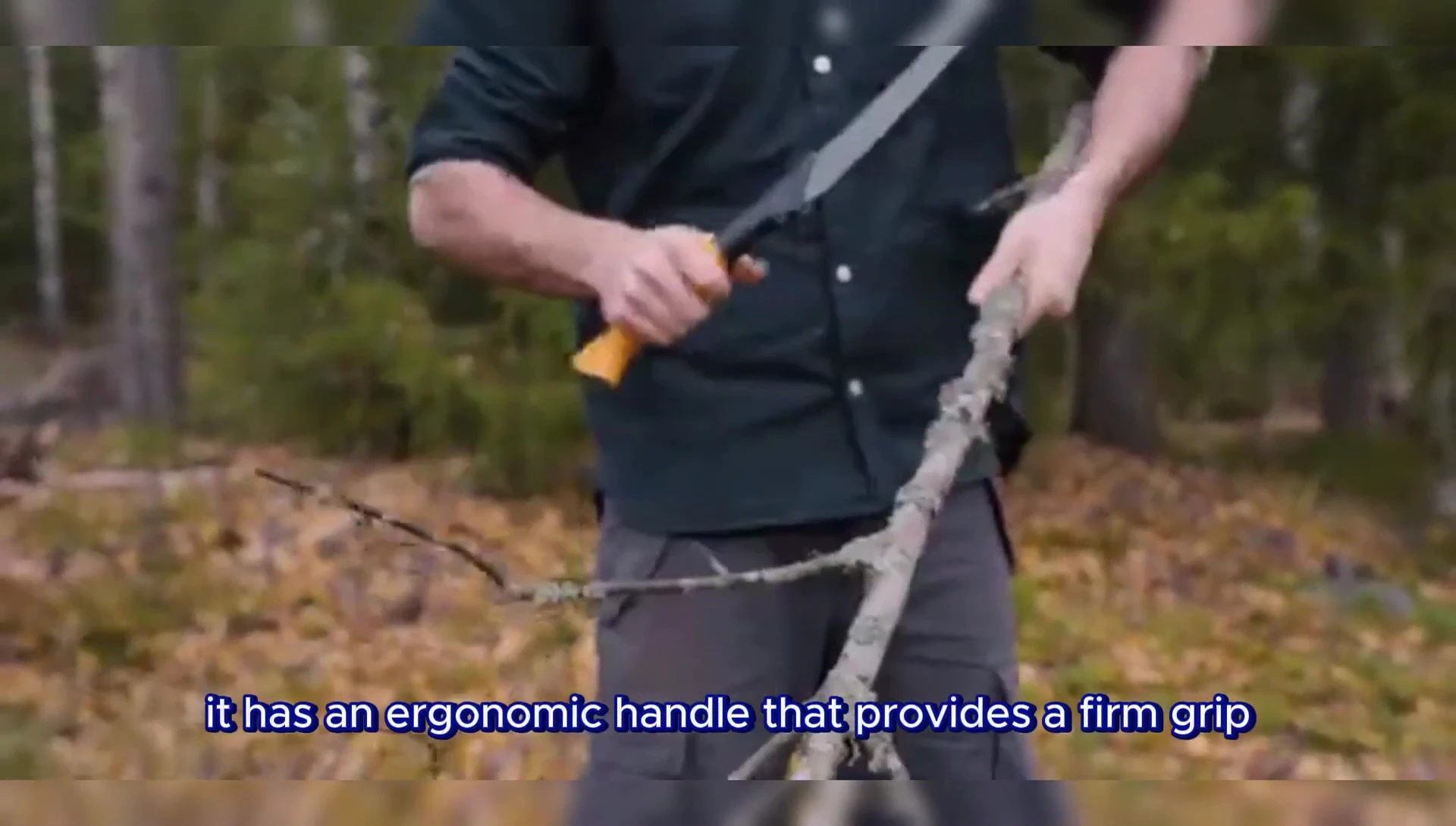 Close-up of the hatchet's ergonomic handle.