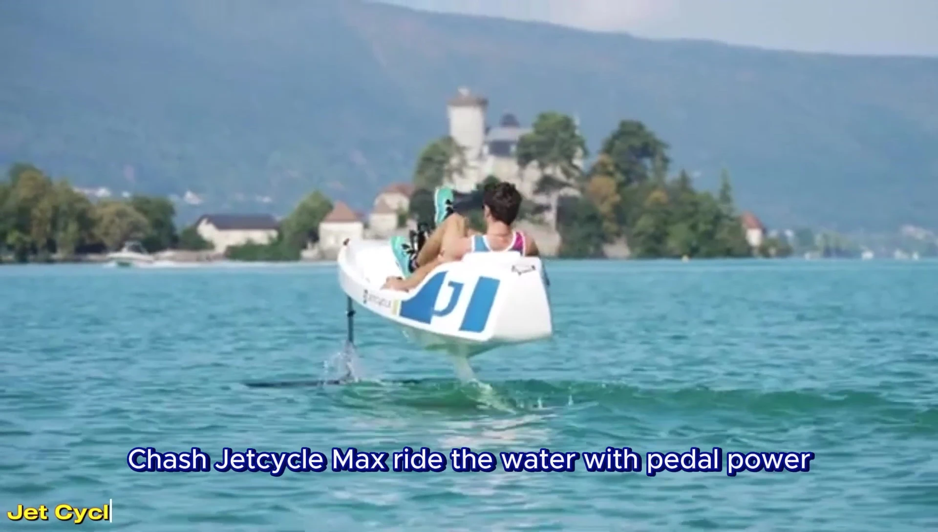 Jet Cycle Max hydrofoil boat in action on the water.