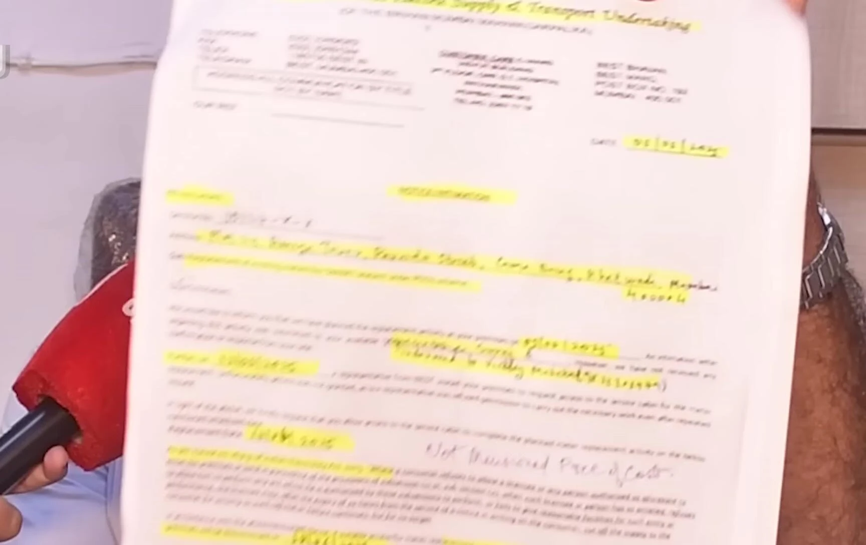 Screenshot showing a sample of an allegedly improper notice