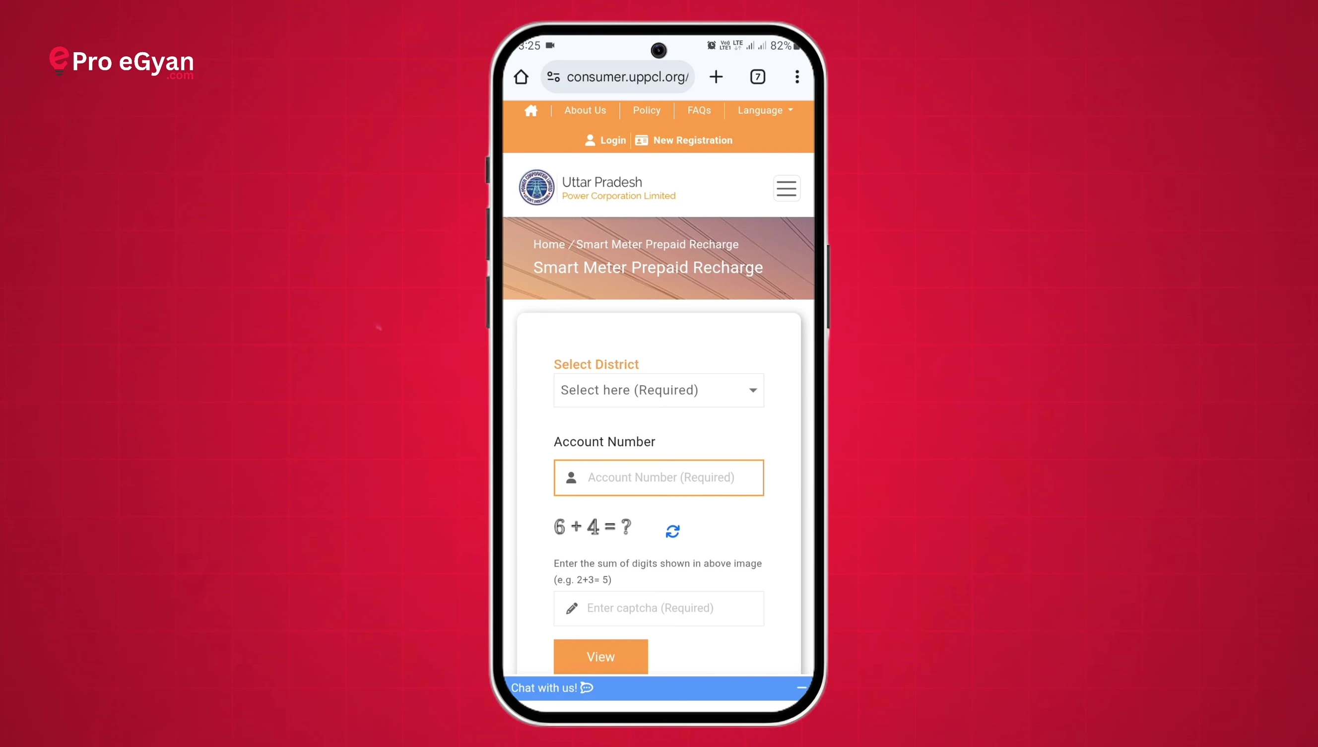 Screenshot highlighting the 'smart meter prepaid recharge' option on the UPPCL website