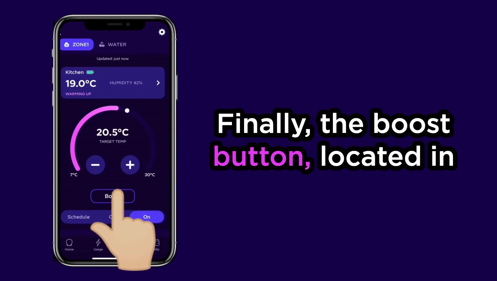 App screen showcasing the Boost function