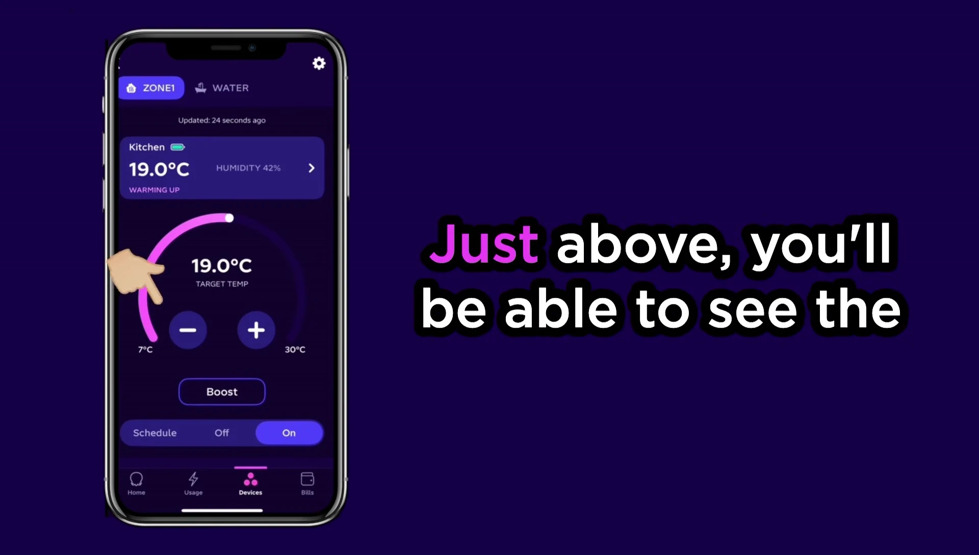 Display showing current ambient temperature