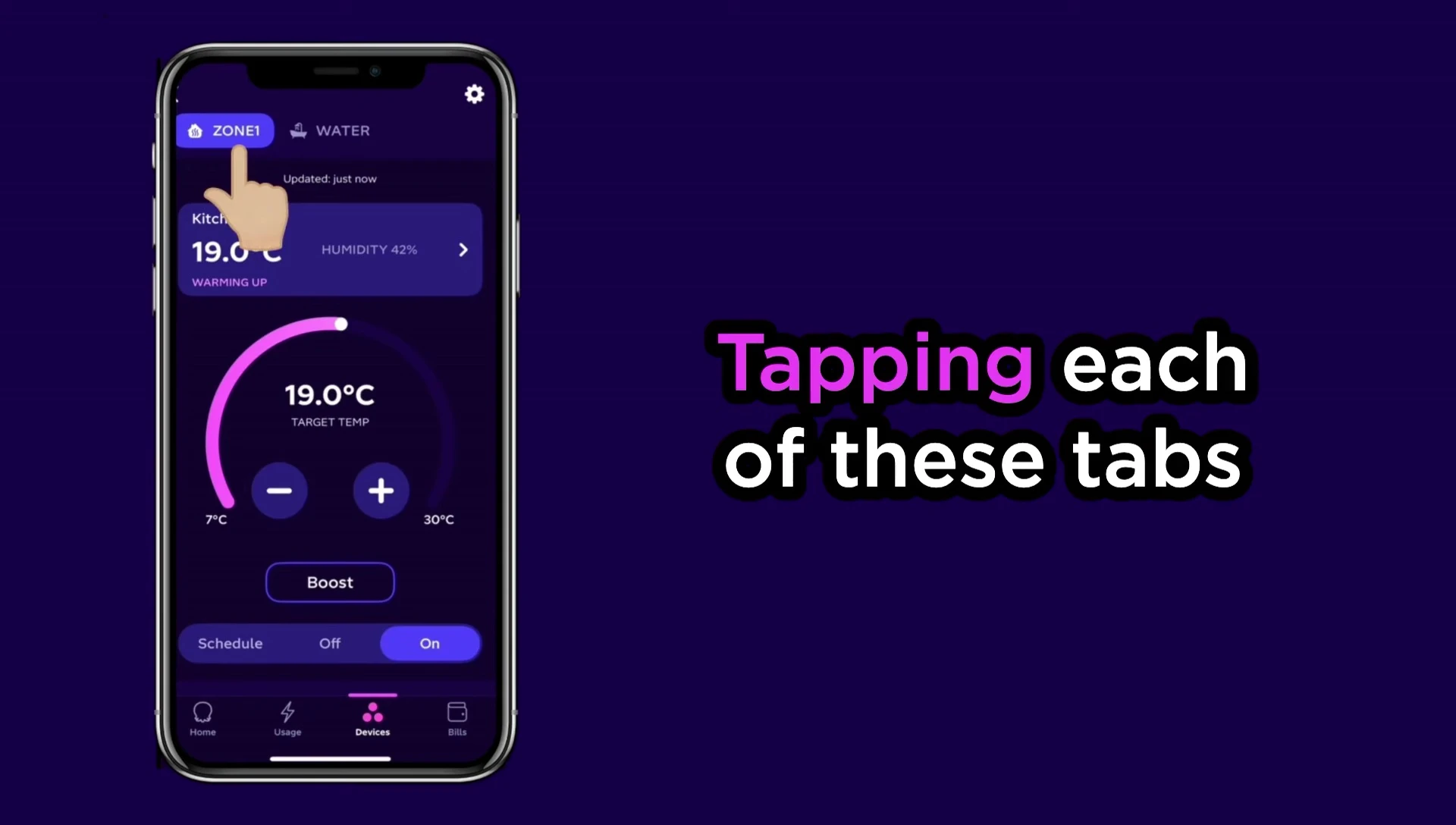 Example of individual zone control page